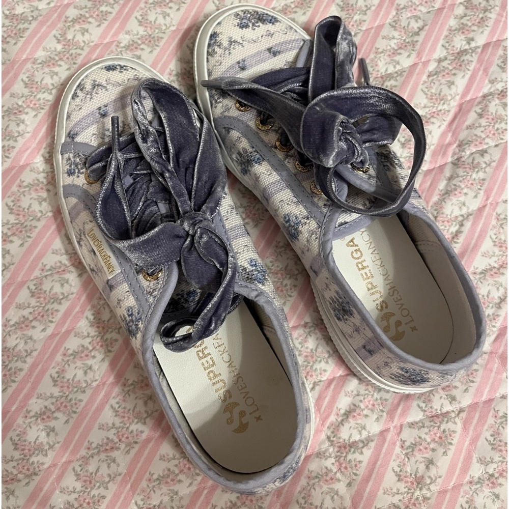 LoveShackFancy Blue and White Sneakers